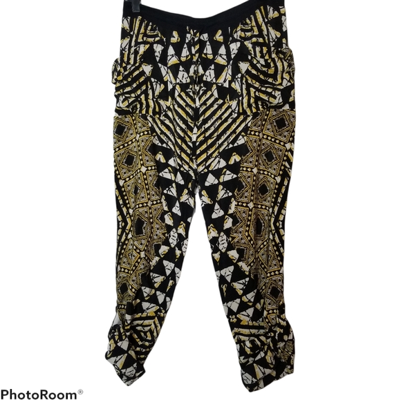 BCBG MAXAZRIA girl Brown/Multicolored Roll Hem Pants Sz Small Multi Print - Picture 2 of 8